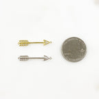 Sterling Silver or Vermeil Arrow Bar Double Loop Charm or Cubic Zirconia