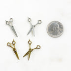31mmx13mm Pewter Scissor Charm Antique Gold or Antique Silver Open (2pc)