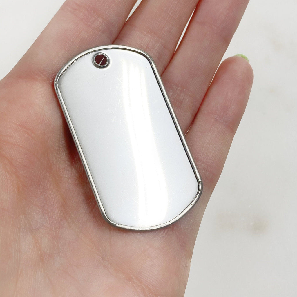 Stainless Steel Stainless Steel Dog Tag Raised Border Dog Tag Pendant (2pc)