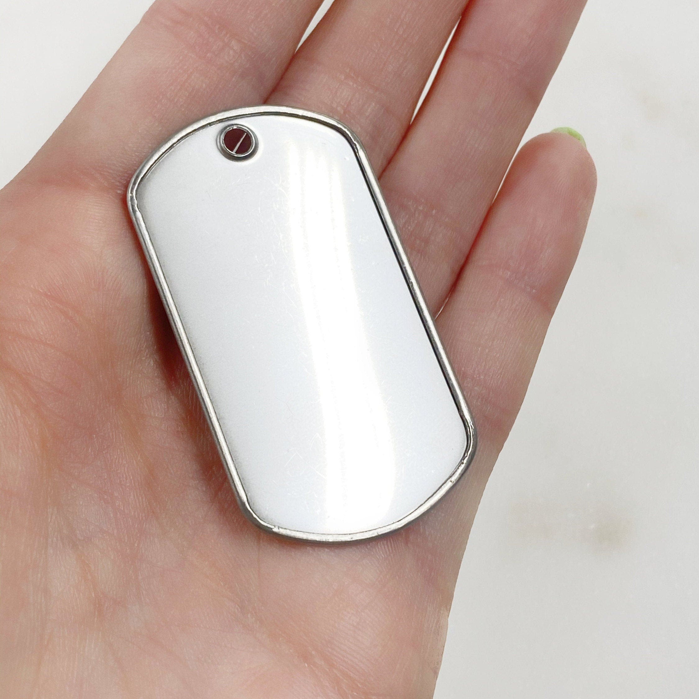 Stainless Steel Stainless Steel Dog Tag Raised Border Dog Tag Pendant (2pc)