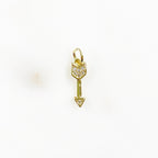 Gold Plated Arrow Charm Small Cubic Zirconia Arrow Charm