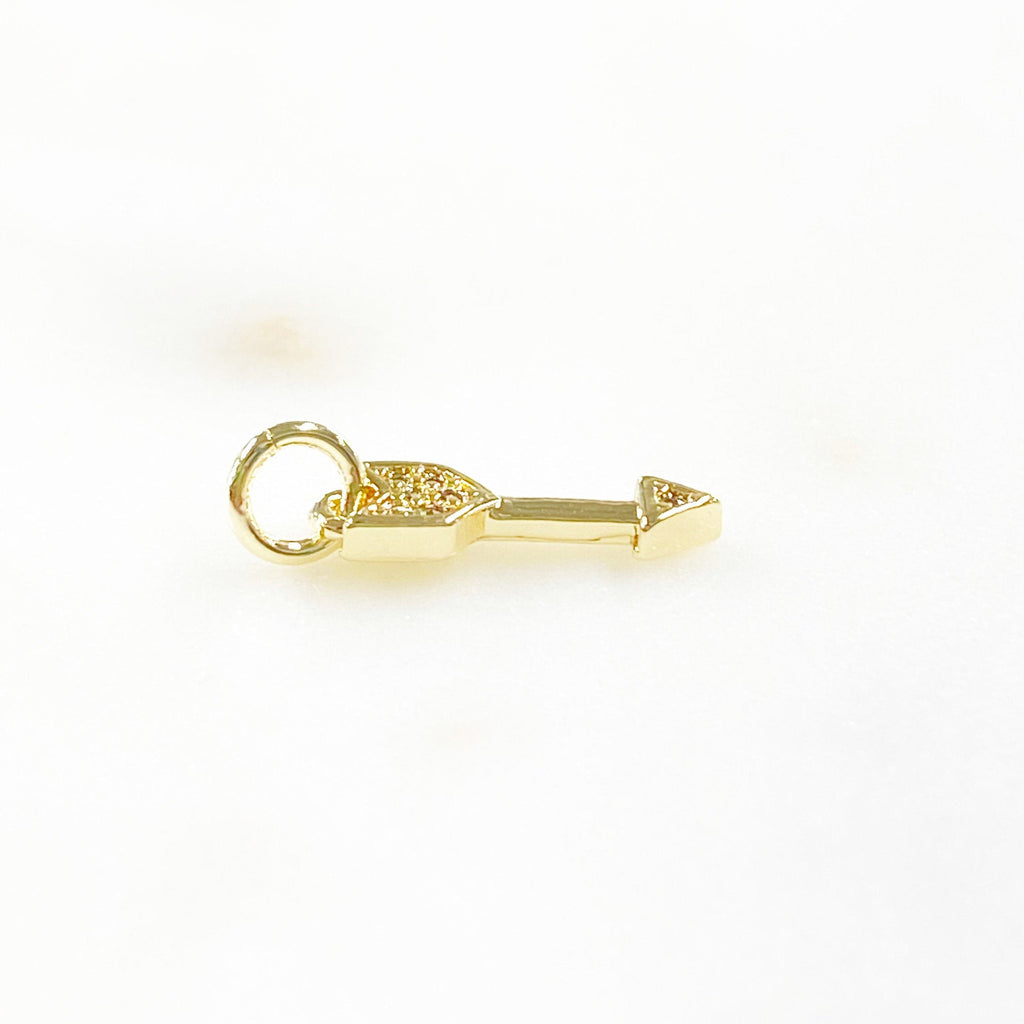Gold Plated Arrow Charm Small Cubic Zirconia Arrow Charm