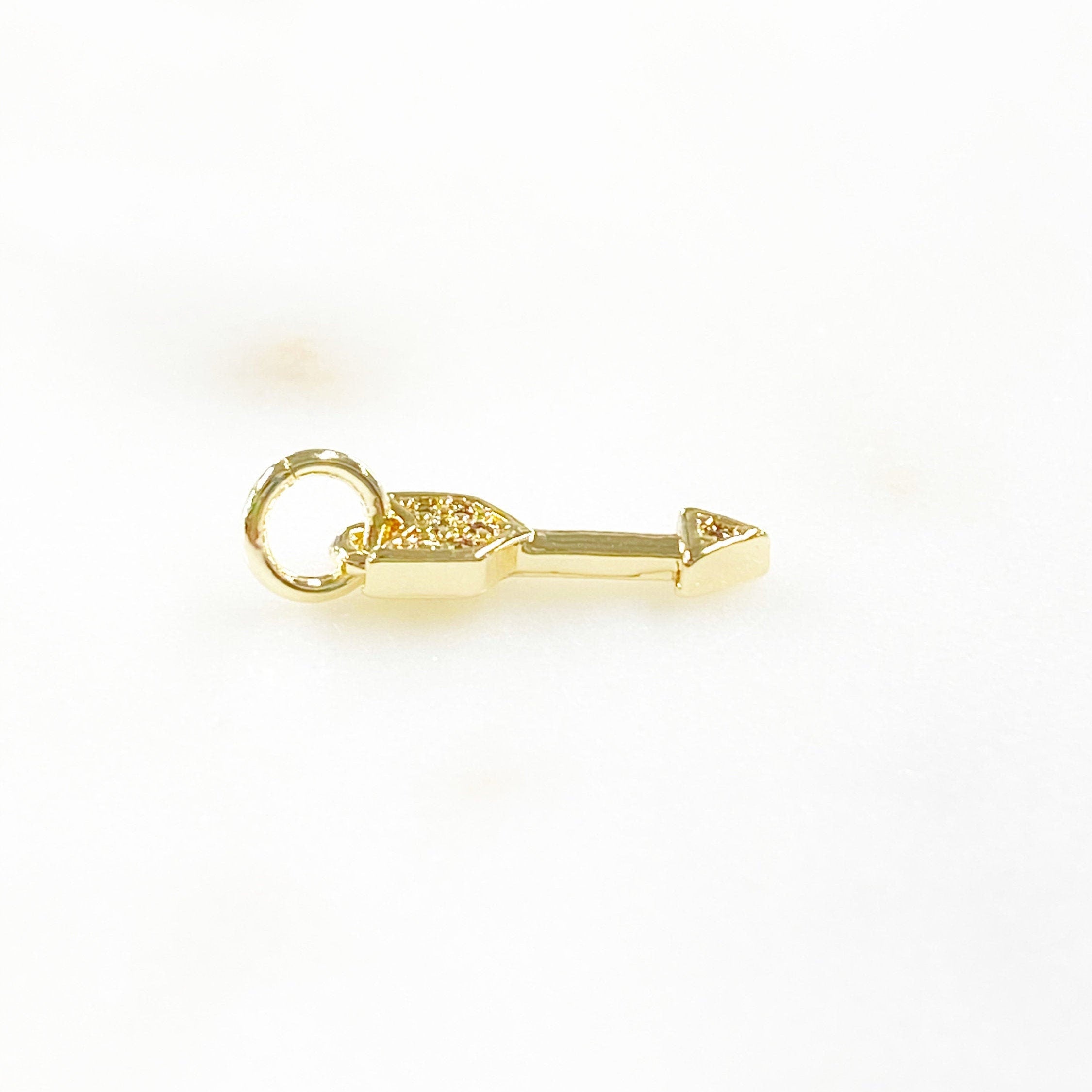 Gold Plated Arrow Charm Small Cubic Zirconia Arrow Charm