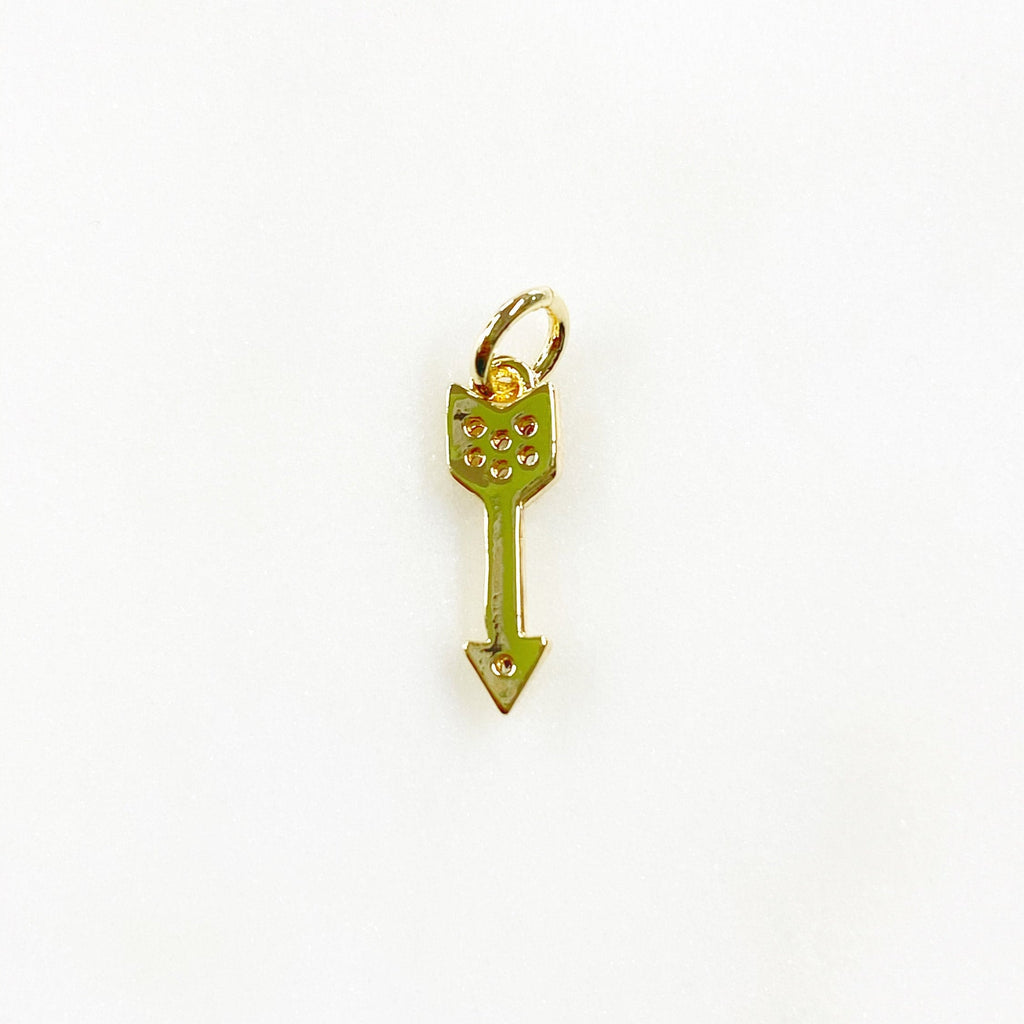 Gold Plated Arrow Charm Small Cubic Zirconia Arrow Charm