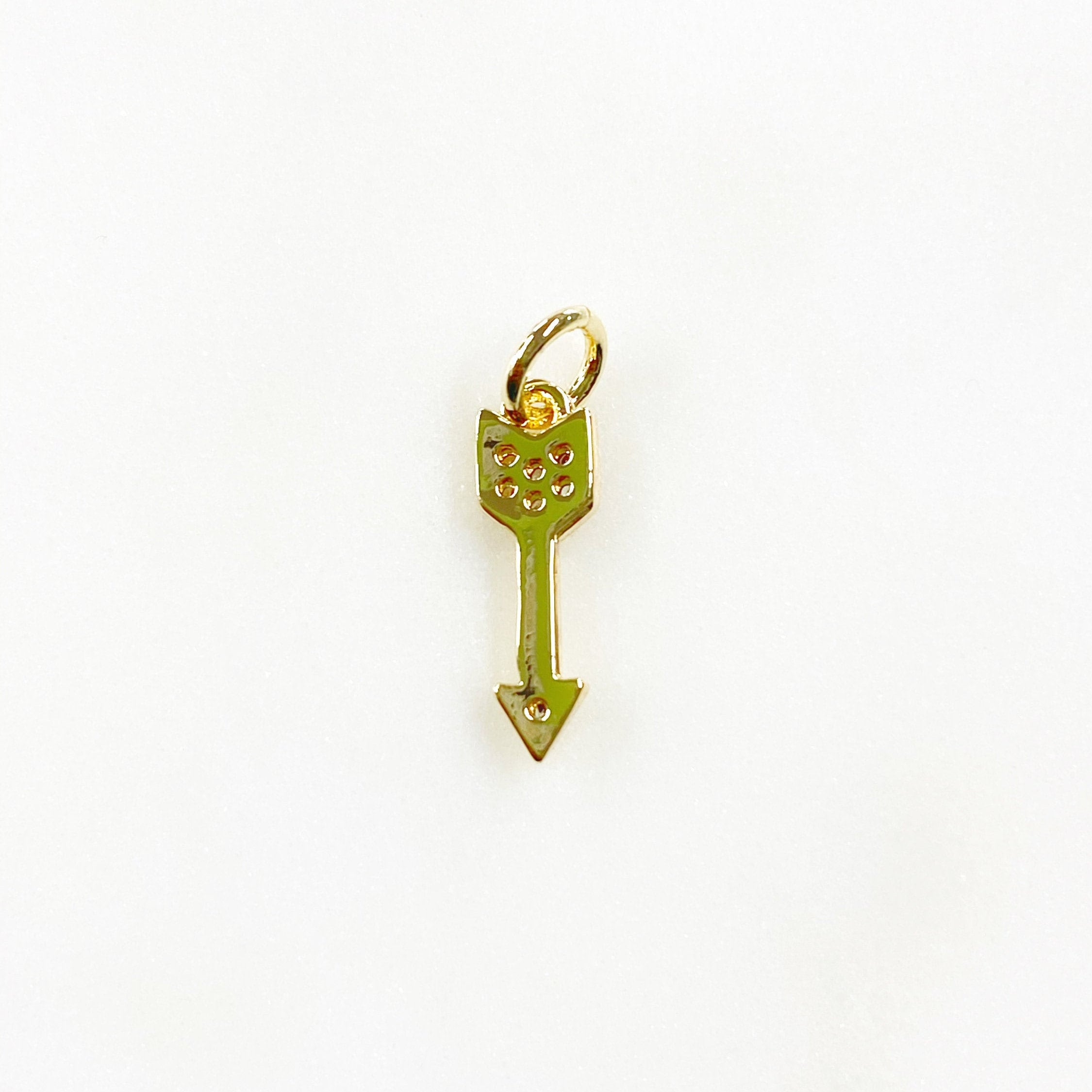 Gold Plated Arrow Charm Small Cubic Zirconia Arrow Charm