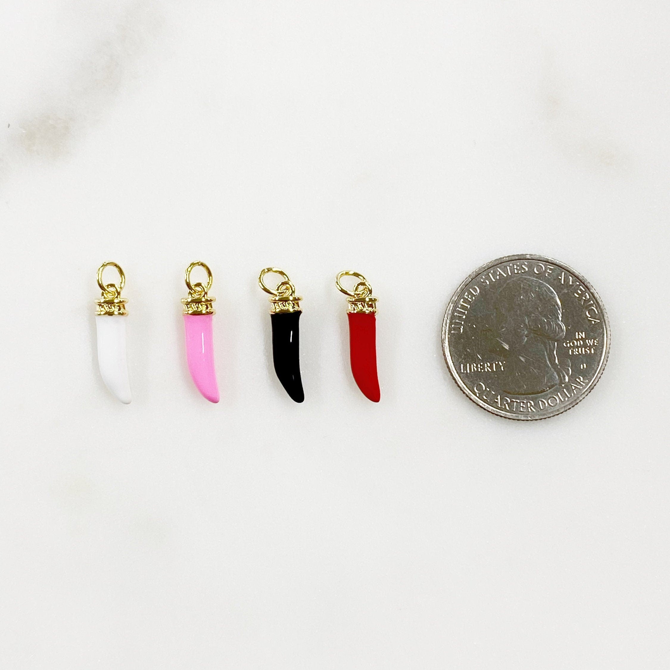 Gold Plated Enamel Curved Horn Charm Dagger Charm Charms