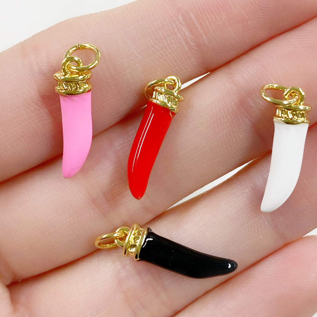 Gold Plated Enamel Curved Horn Charm Dagger Charm Charms