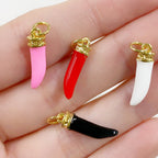 Gold Plated Enamel Curved Horn Charm Dagger Charm Charms