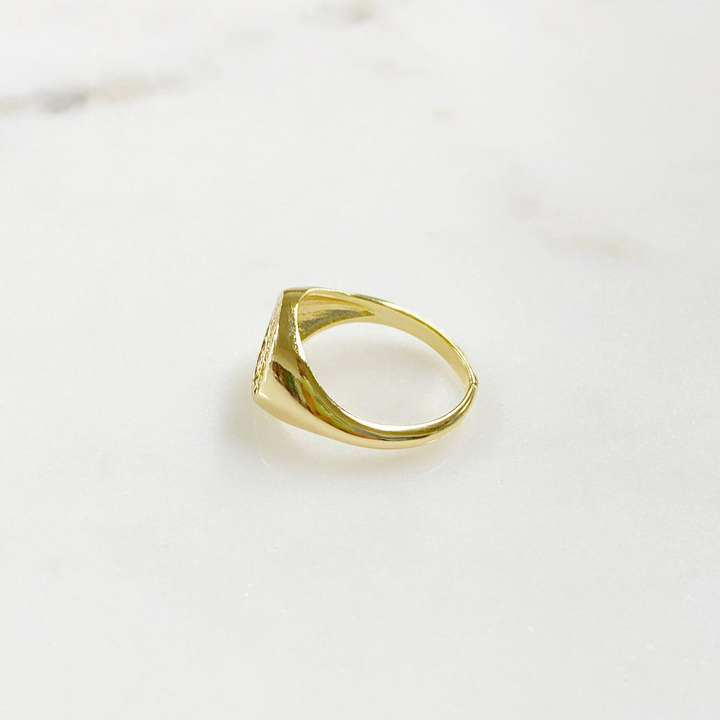 Gold Plated Adjustable Yin and Yang Gold Ring Ready to Wear CZ Pavé