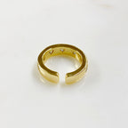Gold Plated Adjustable Thick Gold Heart Ring Ready to Wear CZ Pavé