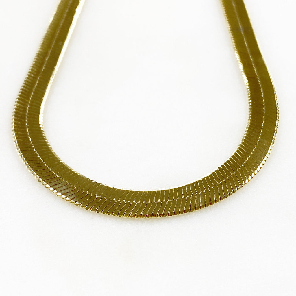 Gold Plated Herringbone Necklace 5.2mm Thickness 16 Inch Classic
