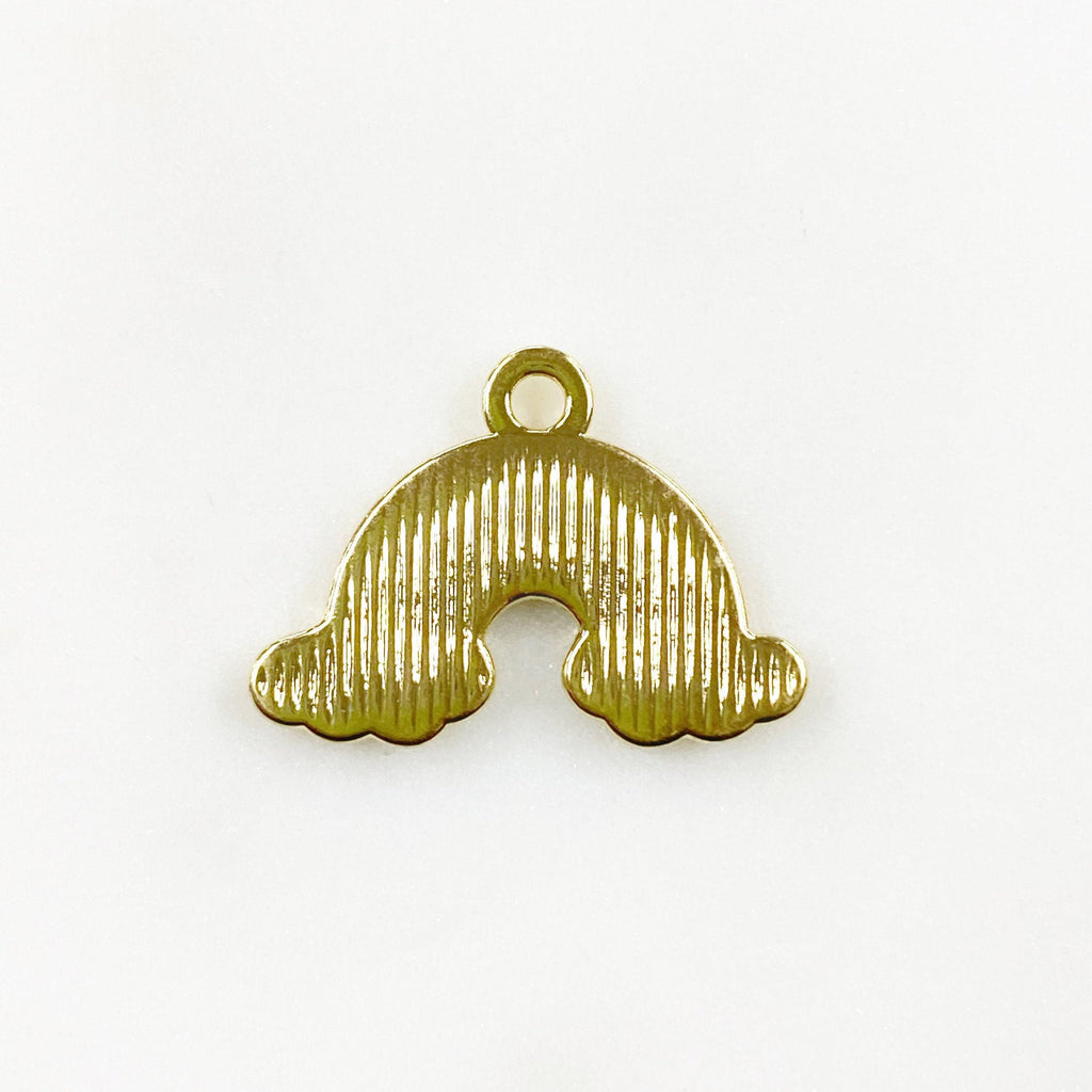 Gold Plated Rainbow Charm with Clouds Fun Colorful Gold Rainbow