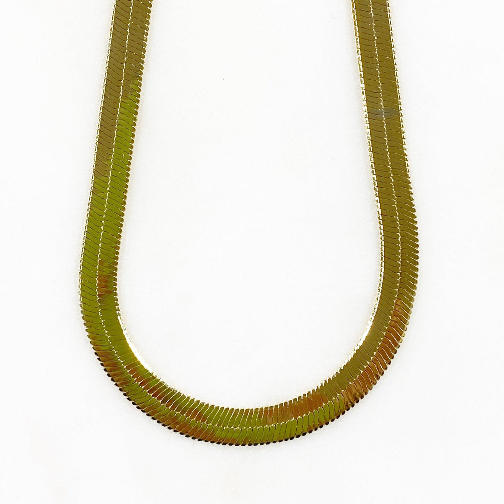 Gold Plated Herringbone Necklace 5.2mm Thickness 16 Inch Classic