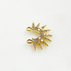 Gold Plated Small 9 Point Ray Charm Double Loop Cubic Zirconia Half
