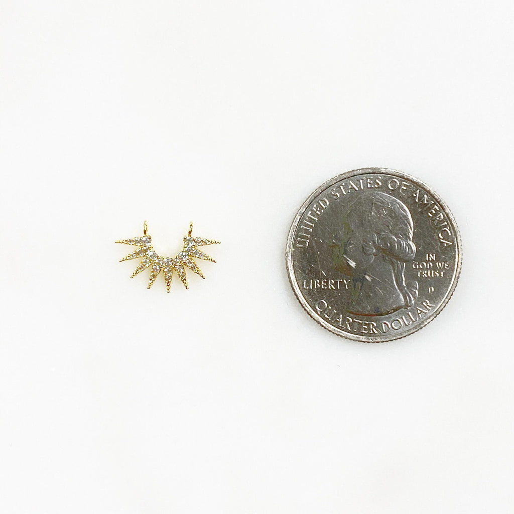 Gold Plated Small 9 Point Ray Charm Double Loop Cubic Zirconia Half
