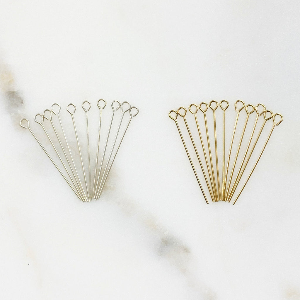 Sterling Silver or 14K Gold Filled 1 Inch Eye Pin 24 Gauge (10pc)