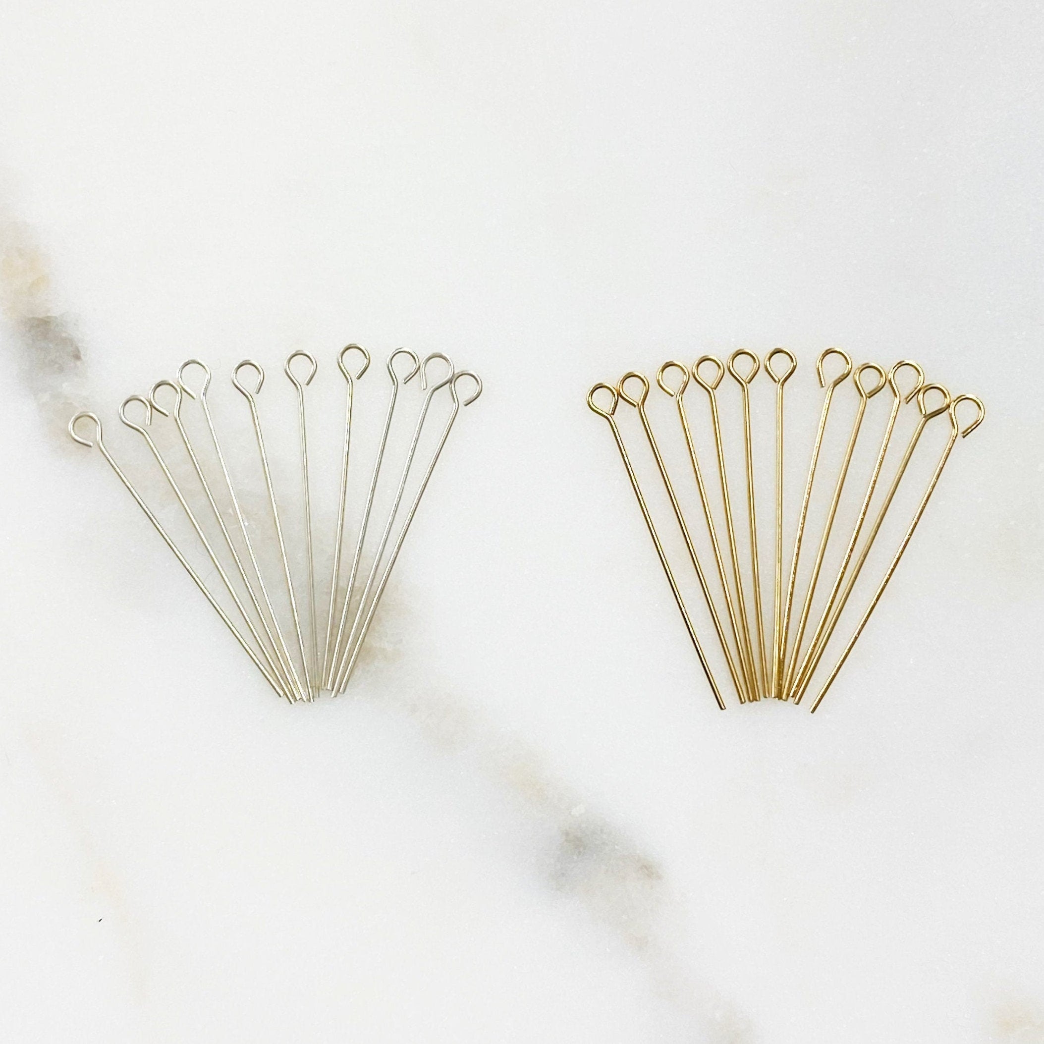 Sterling Silver or 14K Gold Filled 1 Inch Eye Pin 24 Gauge (10pc)