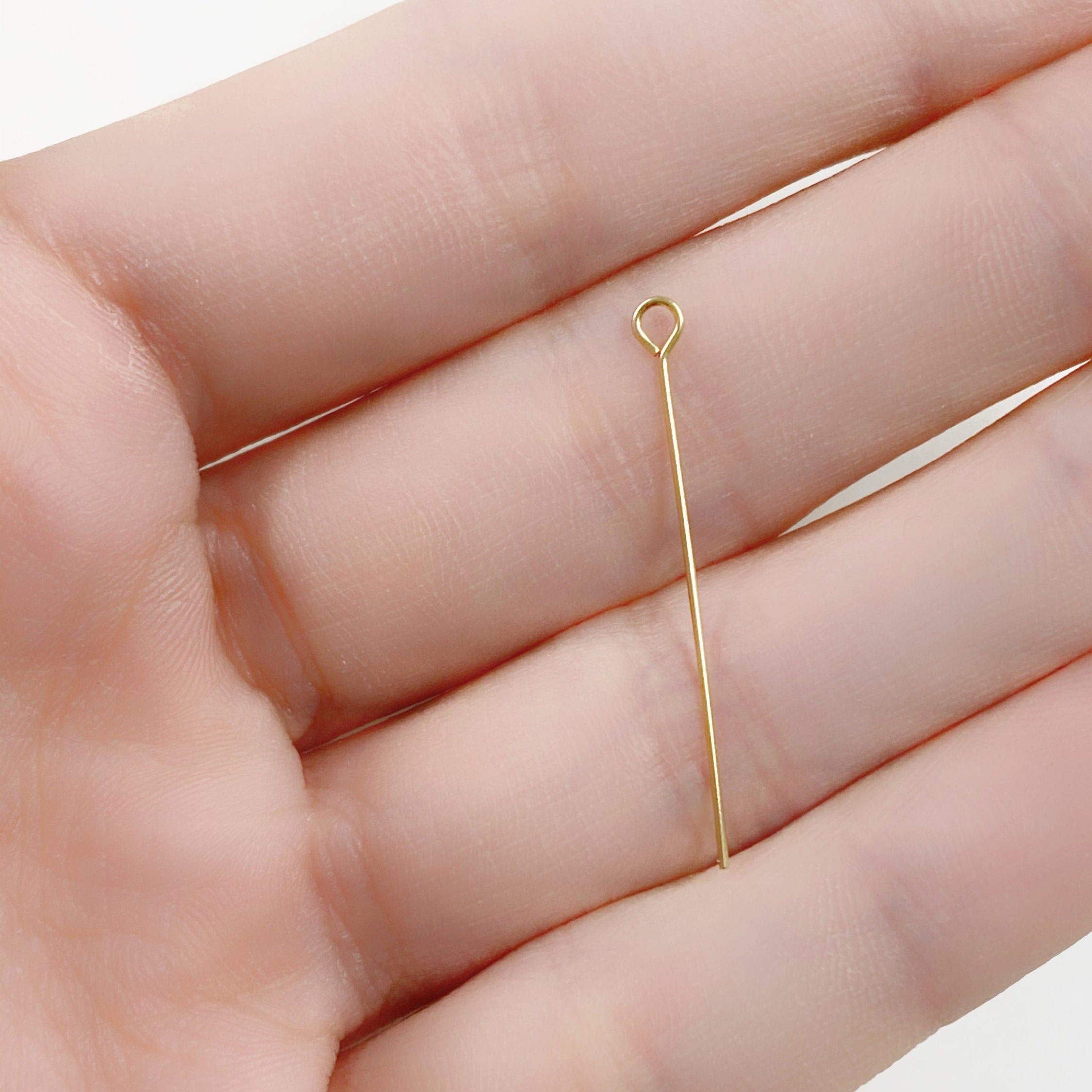 Sterling Silver or 14K Gold Filled 1 Inch Eye Pin 24 Gauge (10pc)