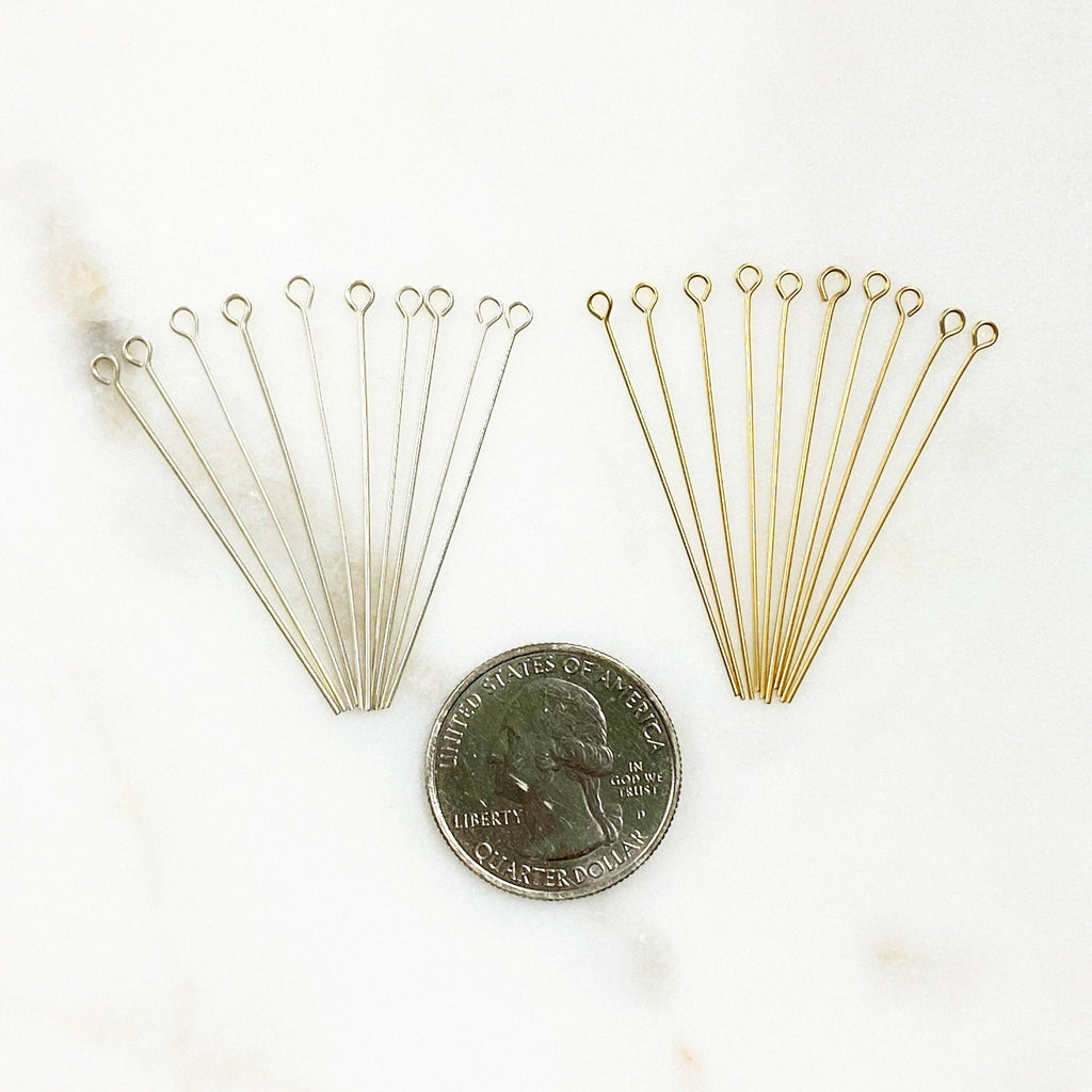 Sterling Silver or 14K Gold Filled 1.5 Inch Eye Pin 24 Gauge (10pc)