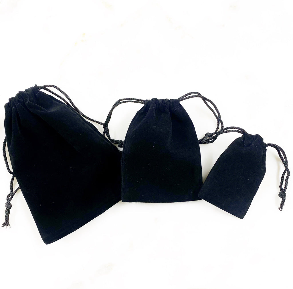 Black Velveteen Drawstring Bag Pouch Wedding Favors (5pc)