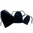 Black Velveteen Drawstring Bag Pouch Wedding Favors (5pc)