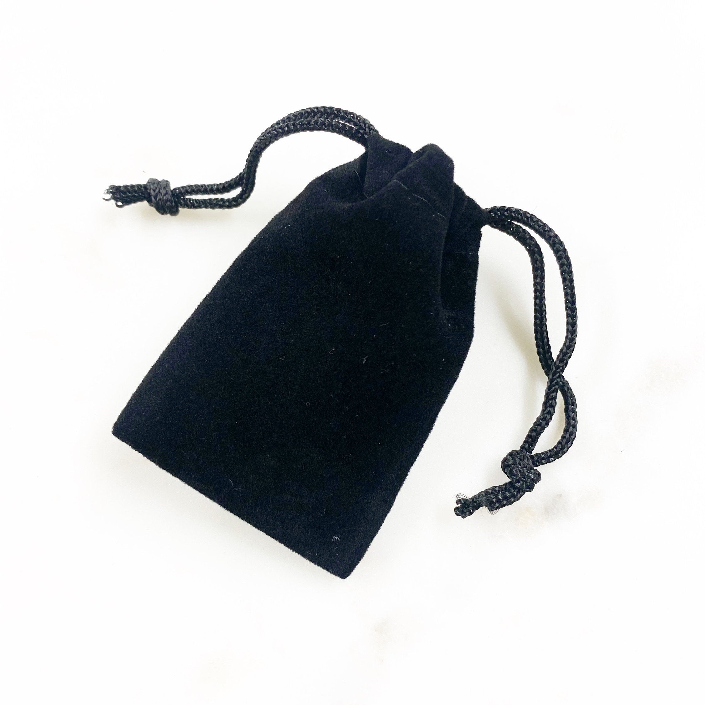 Black Velveteen Drawstring Bag Pouch Wedding Favors (5pc)