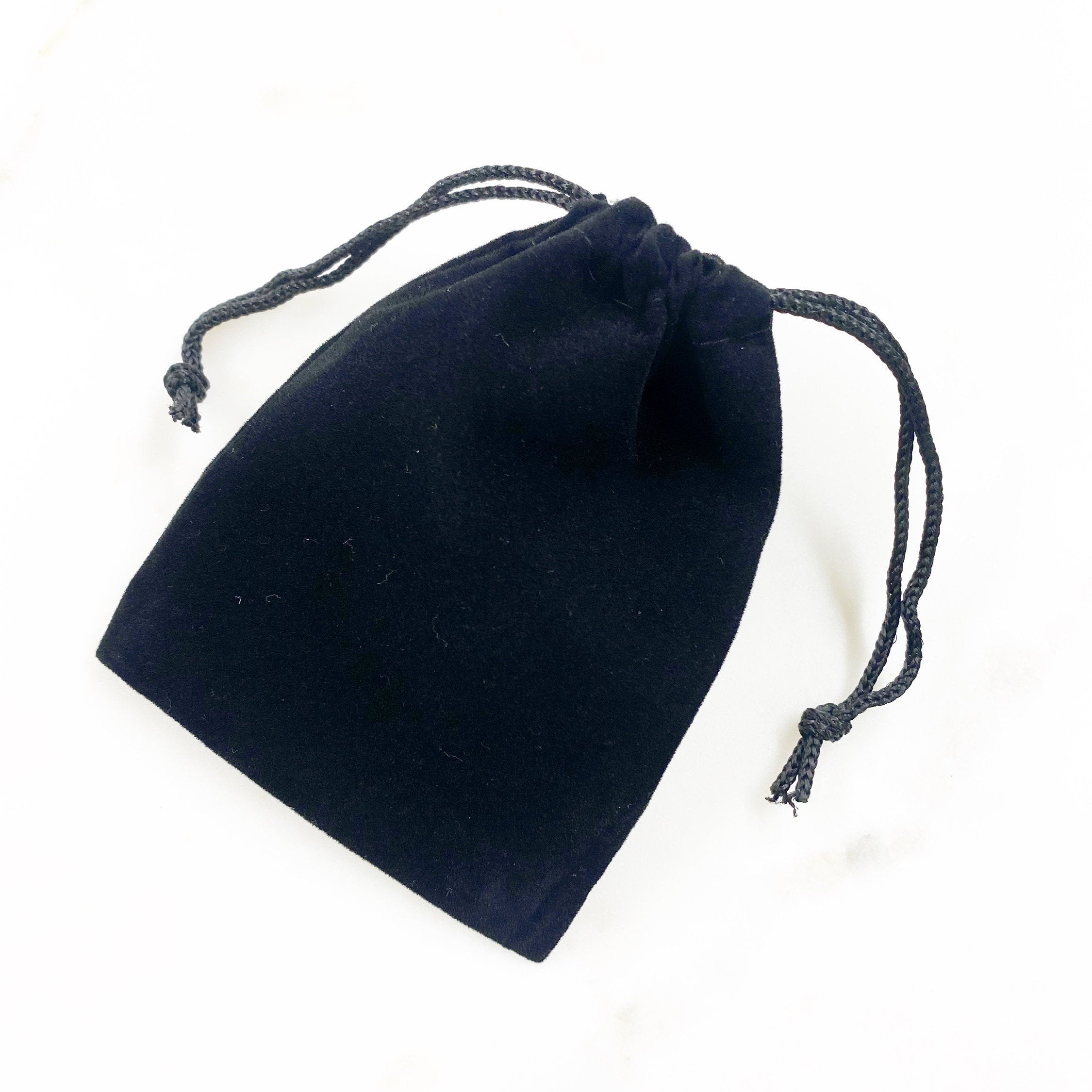 Black Velveteen Drawstring Bag Pouch Wedding Favors (5pc)