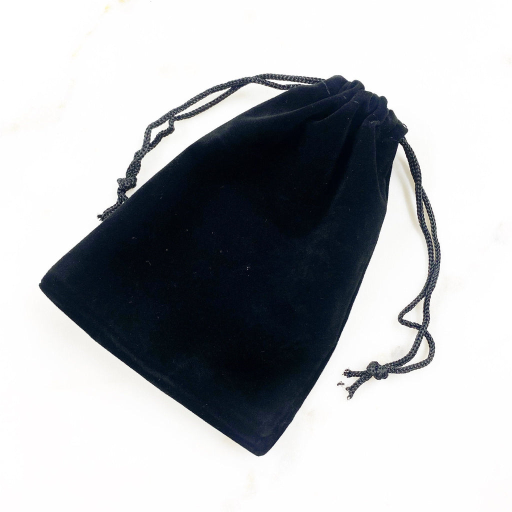 Black Velveteen Drawstring Bag Pouch Wedding Favors (5pc)