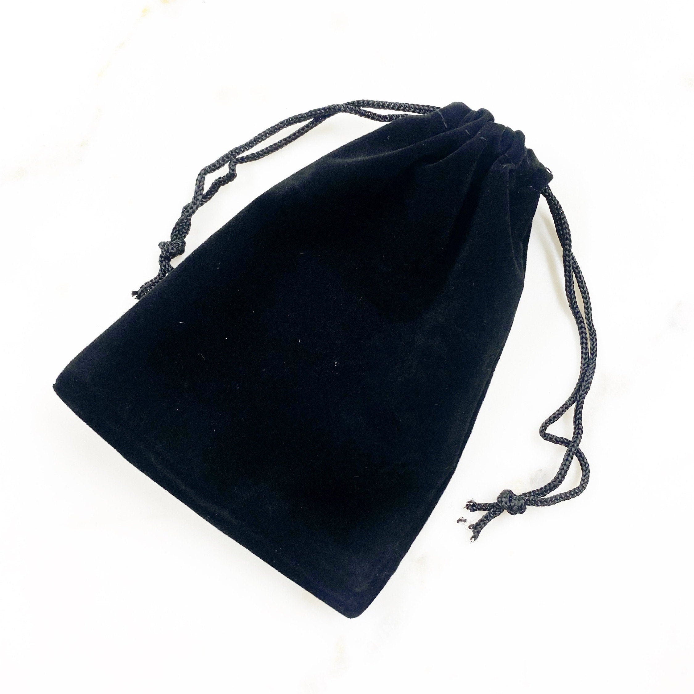 Black Velveteen Drawstring Bag Pouch Wedding Favors (5pc)