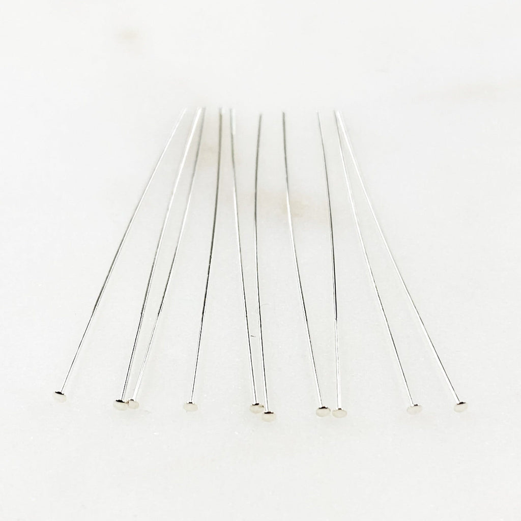 Sterling Silver 1.5 Inch Thin Head Pin 26 Gauge Pin (10pc)