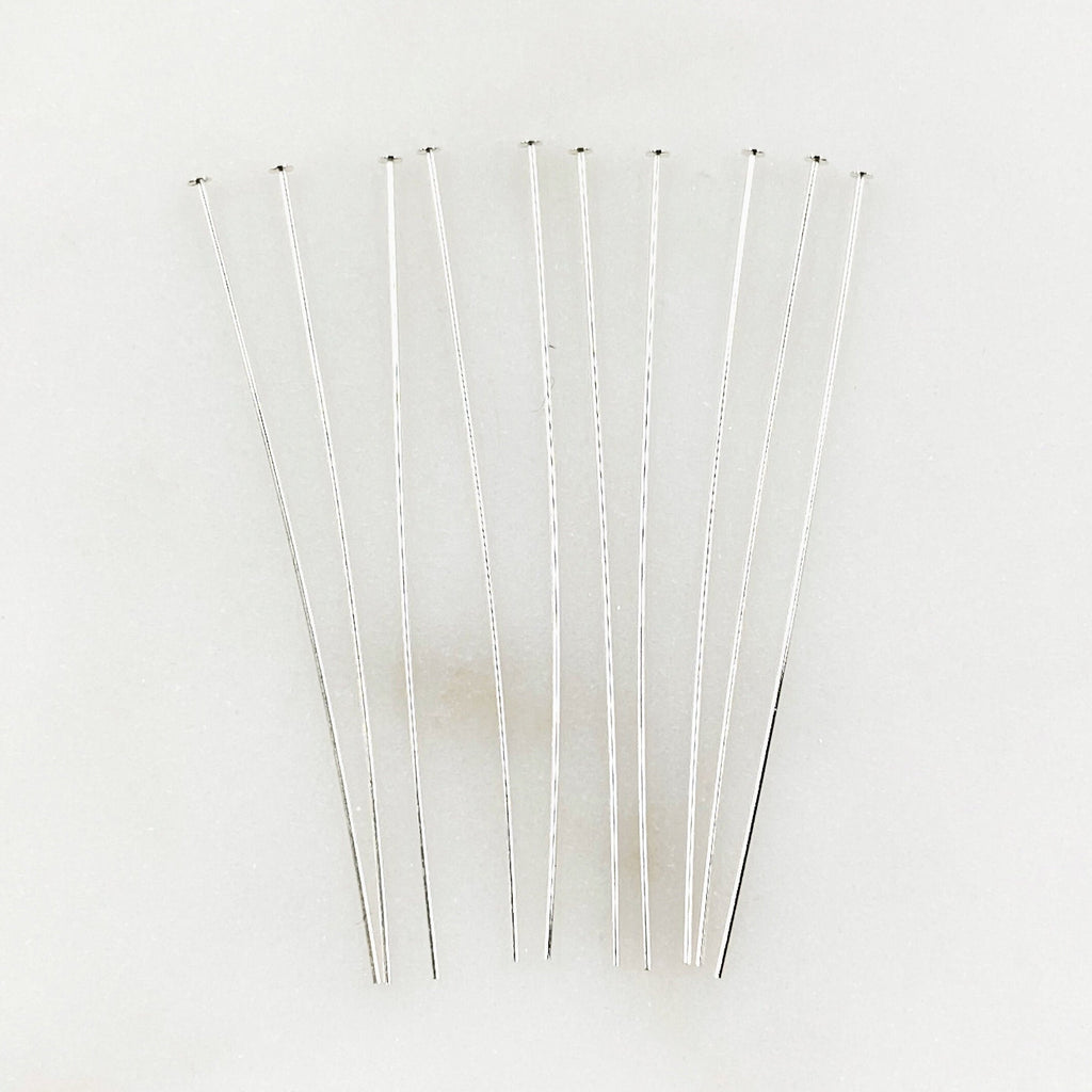 Sterling Silver 1.5 Inch Thin Head Pin 26 Gauge Pin (10pc)