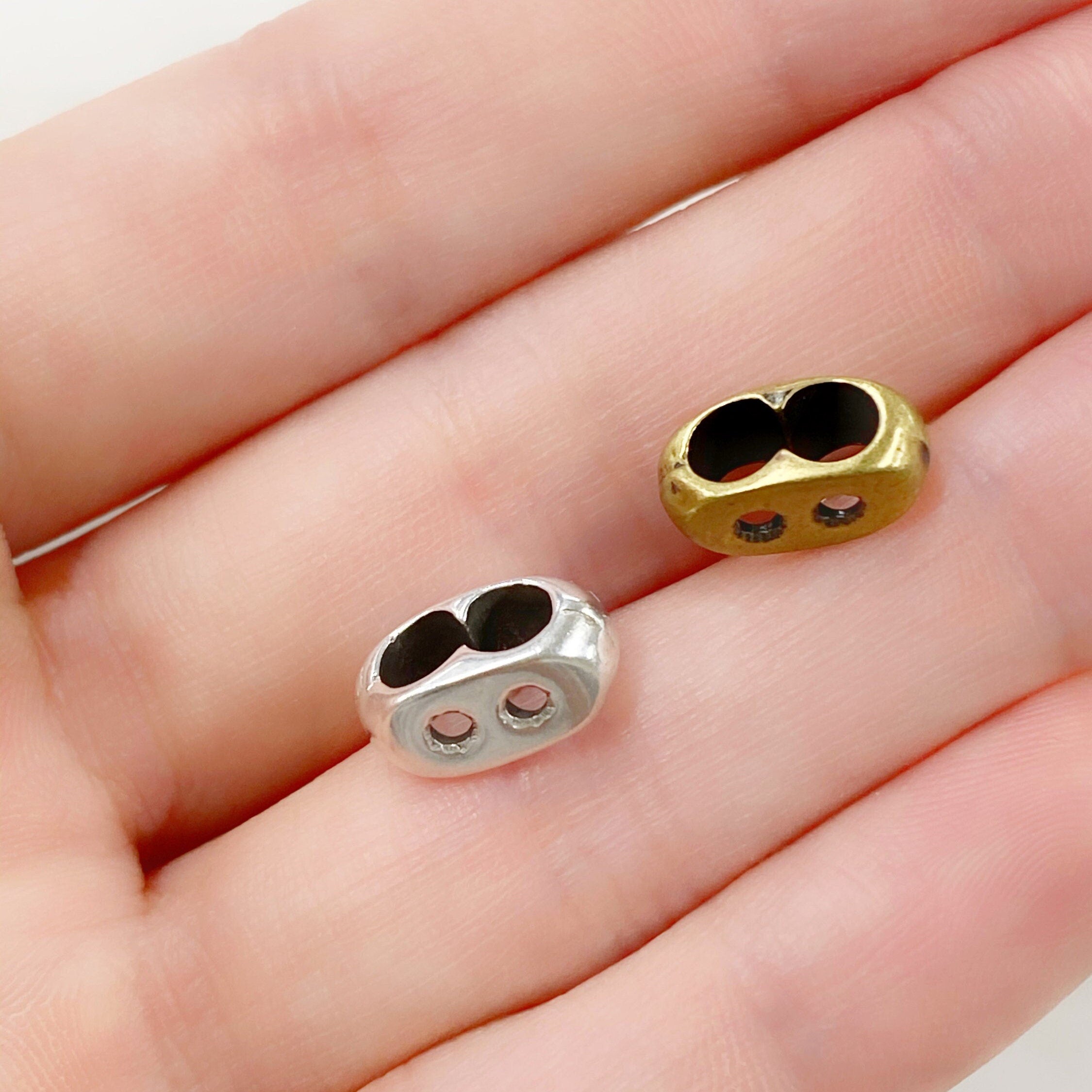 10mmx6mm Brass Double Hole Cord Sliding Bead Three Sided Sliding Bead (5pc)