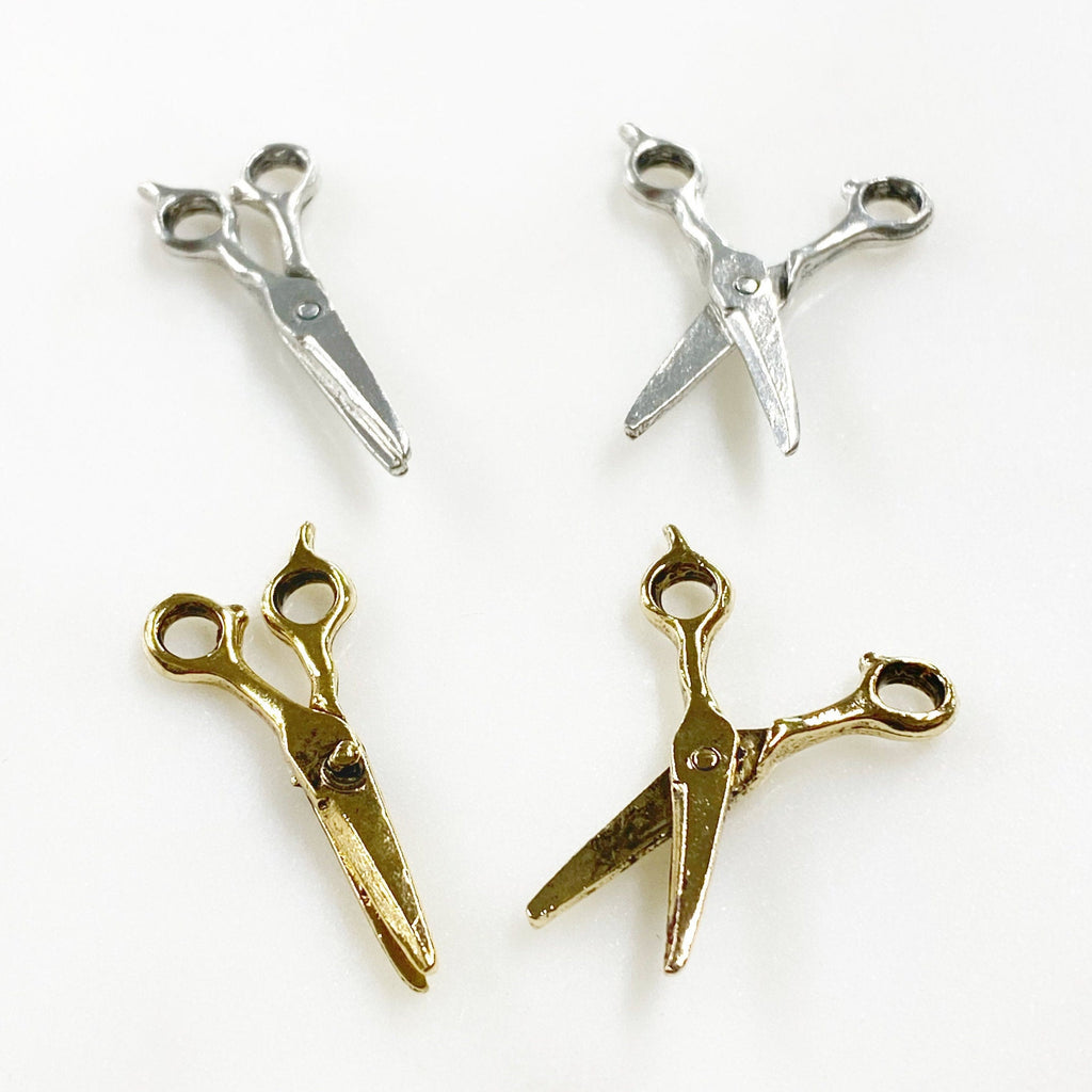31mmx13mm Pewter Scissor Charm Antique Gold or Antique Silver Open (2pc)