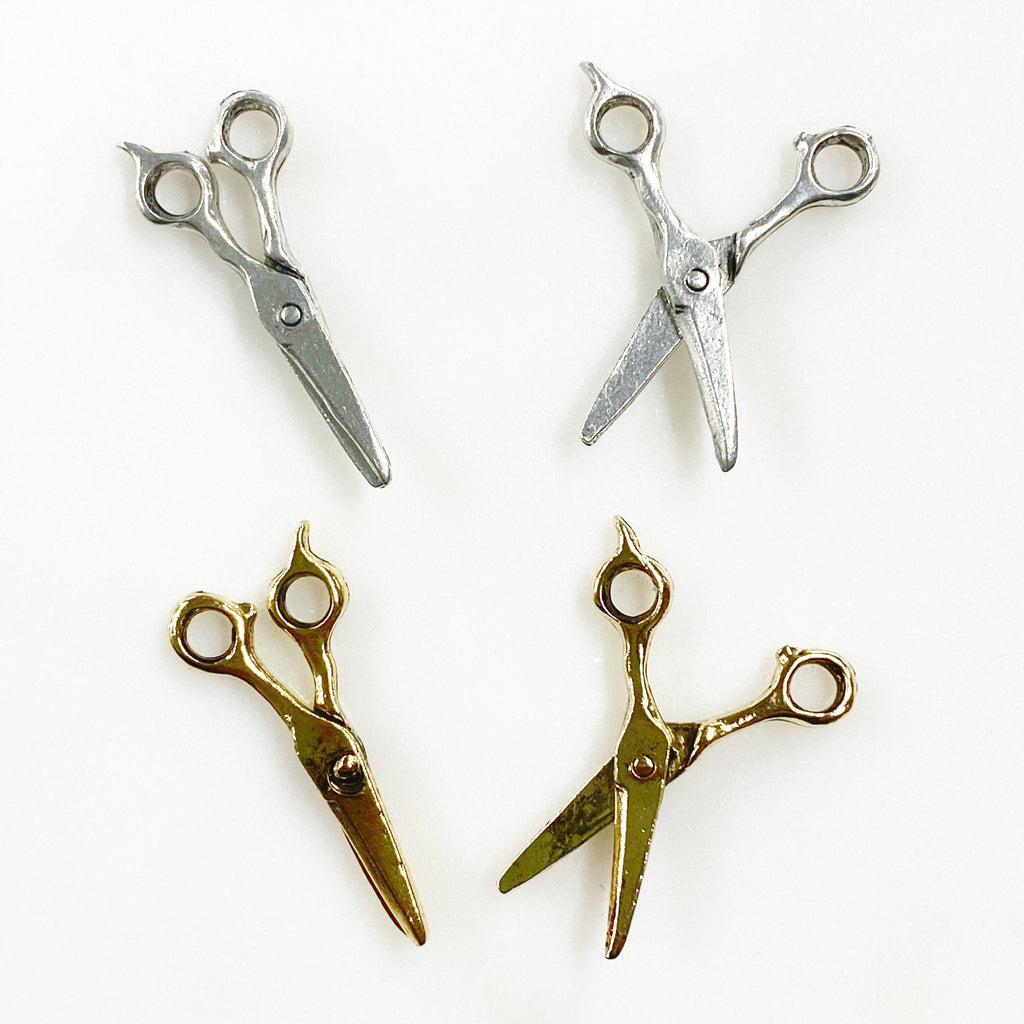 31mmx13mm Pewter Scissor Charm Antique Gold or Antique Silver Open (2pc)
