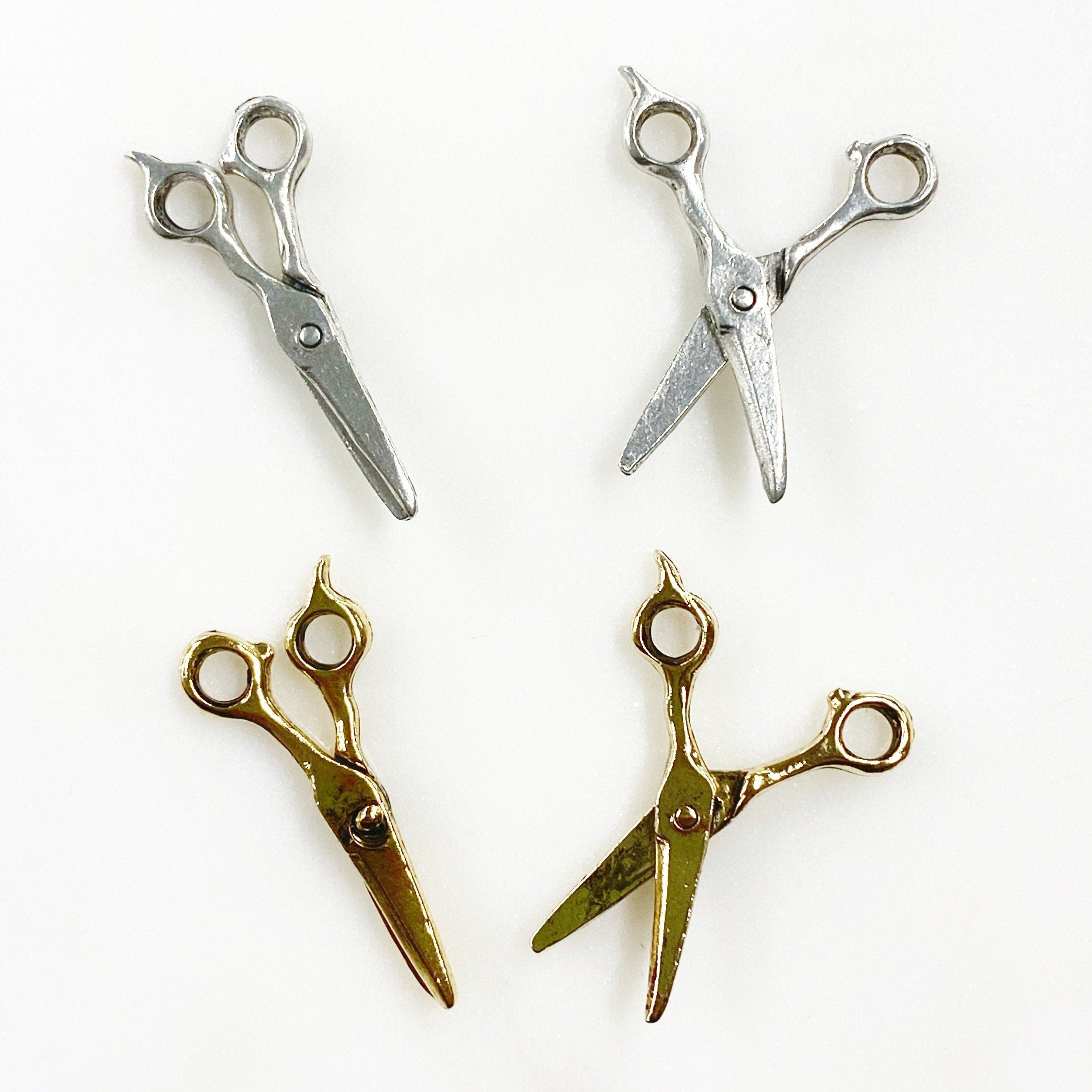 31mmx13mm Pewter Scissor Charm Antique Gold or Antique Silver Open (2pc)