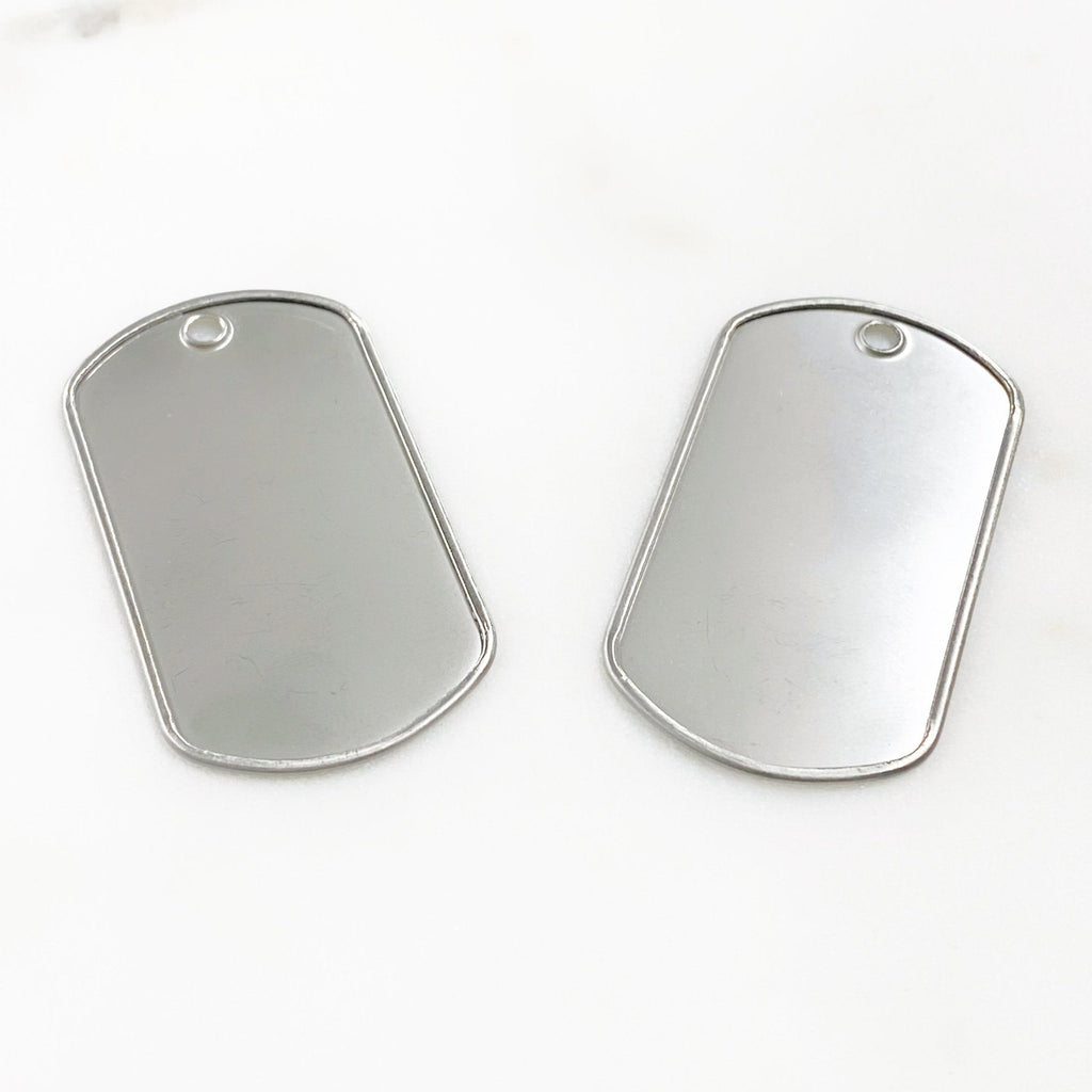 Stainless Steel Stainless Steel Dog Tag Raised Border Dog Tag Pendant (2pc)