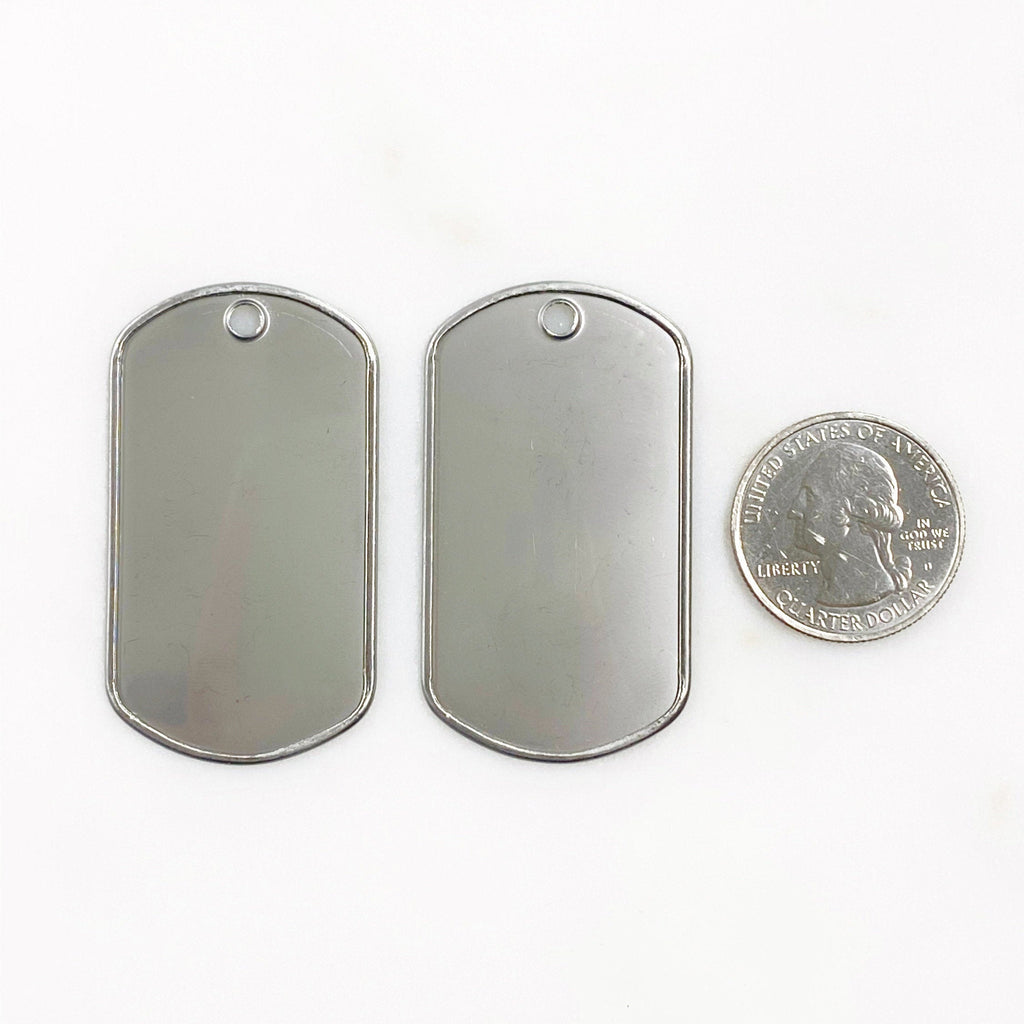 Stainless Steel Stainless Steel Dog Tag Raised Border Dog Tag Pendant (2pc)