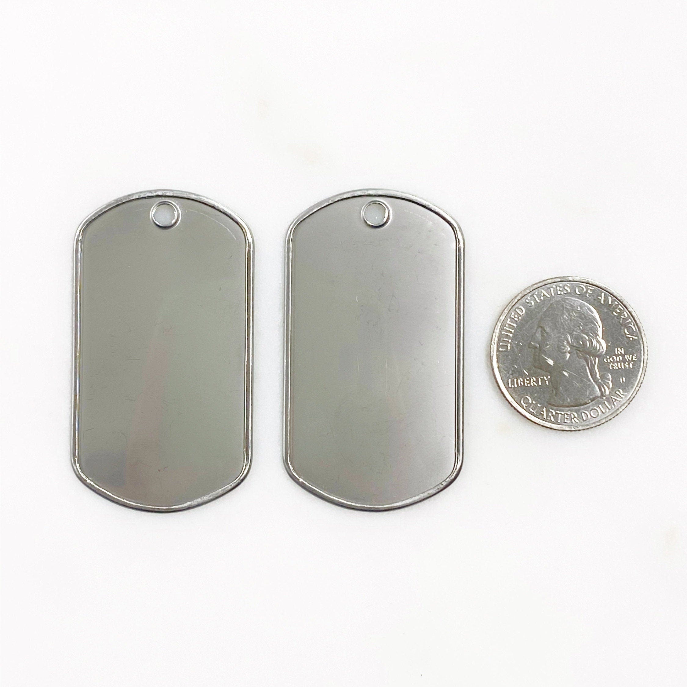 Stainless Steel Stainless Steel Dog Tag Raised Border Dog Tag Pendant (2pc)