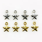 Pewter Star Charm Classic Small Star Terrestrial Patriotic (4pc)