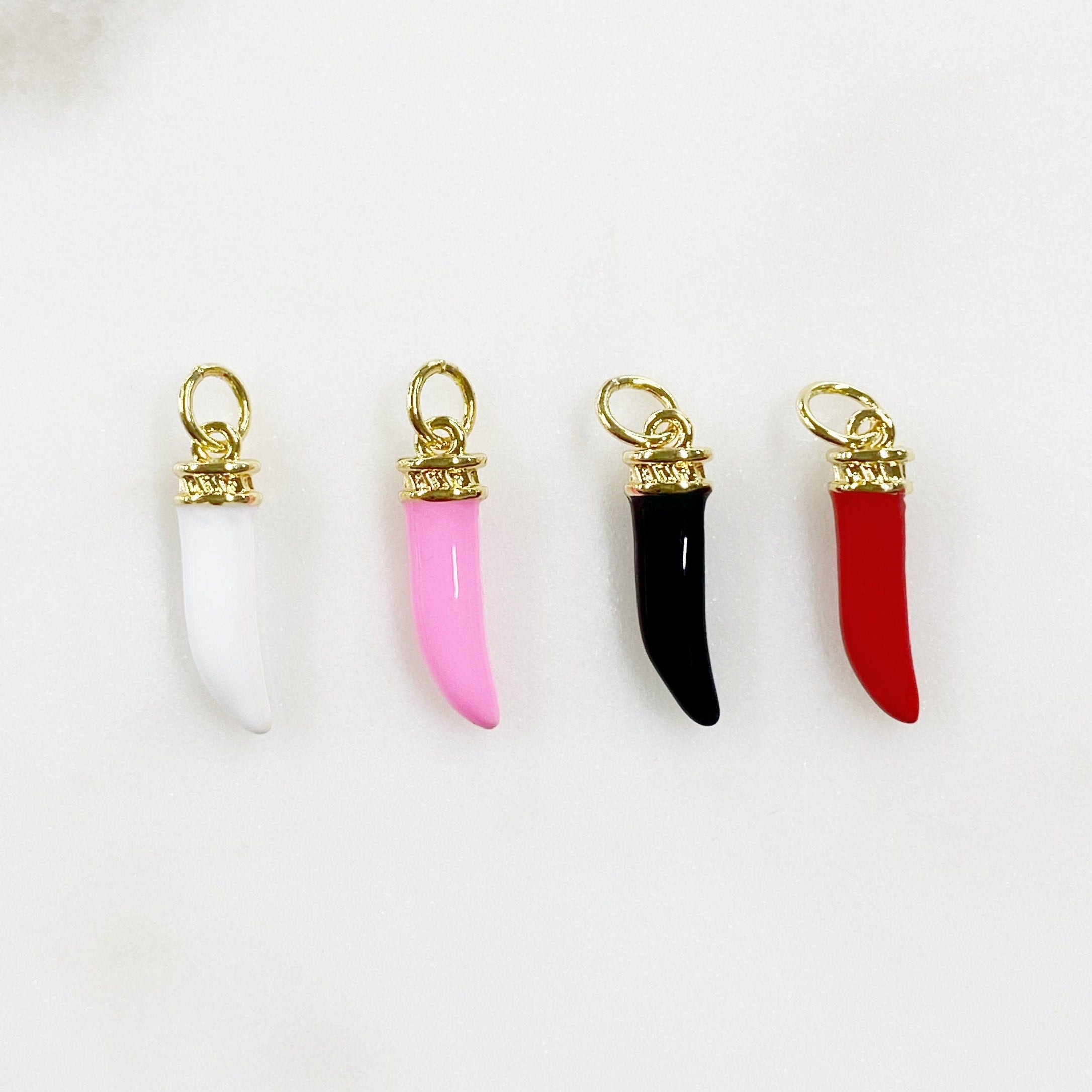 Gold Plated Enamel Curved Horn Charm Dagger Charm Charms