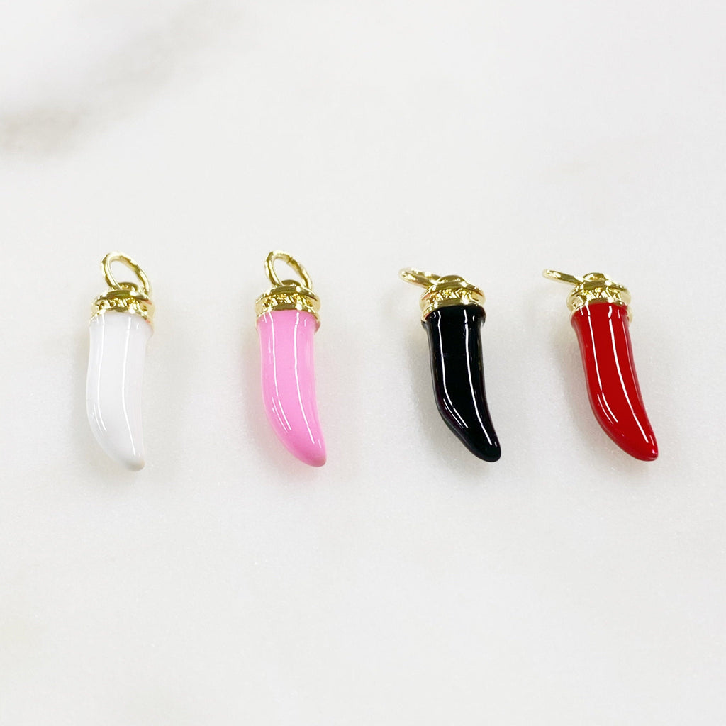 Gold Plated Enamel Curved Horn Charm Dagger Charm Charms