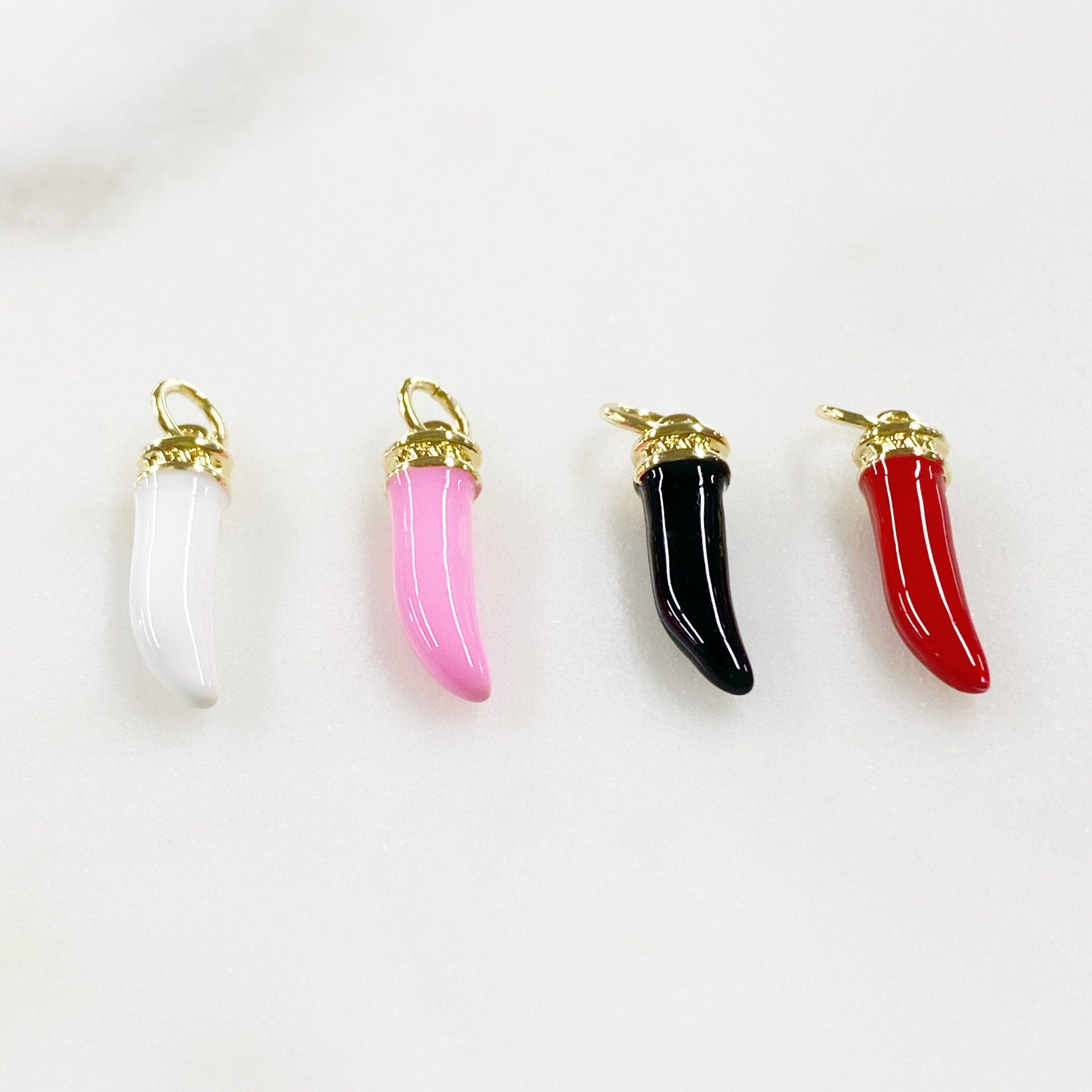 Gold Plated Enamel Curved Horn Charm Dagger Charm Charms