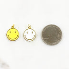 Gold Plated Super Smiley Face Charm Neon Yellow or White Smile