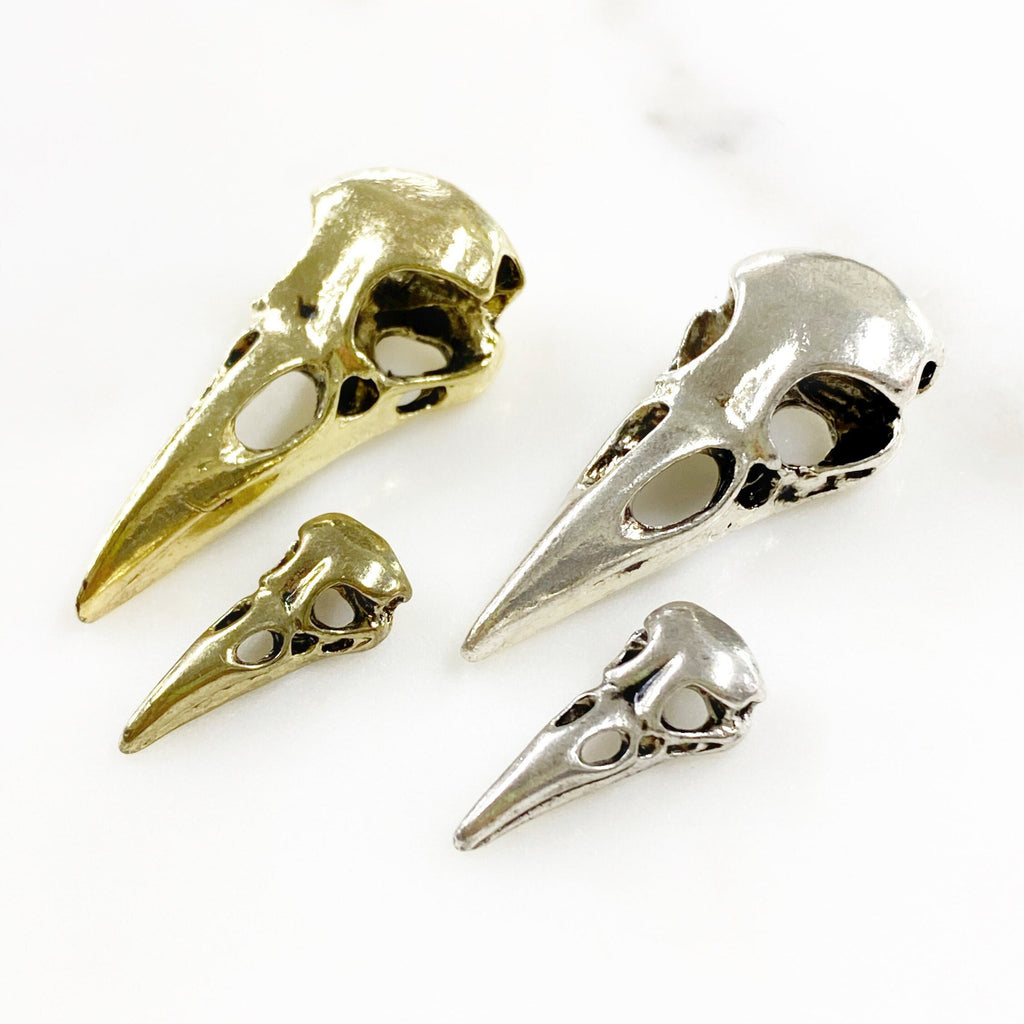 Pewter Raven Skull Head and Size Antique Gold or Antique