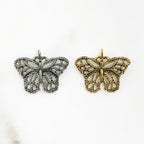 Pewter Antique Silver or Antique Gold Butterfly Pendant
