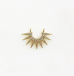 Gold Plated Small 9 Point Ray Charm Double Loop Cubic Zirconia Half