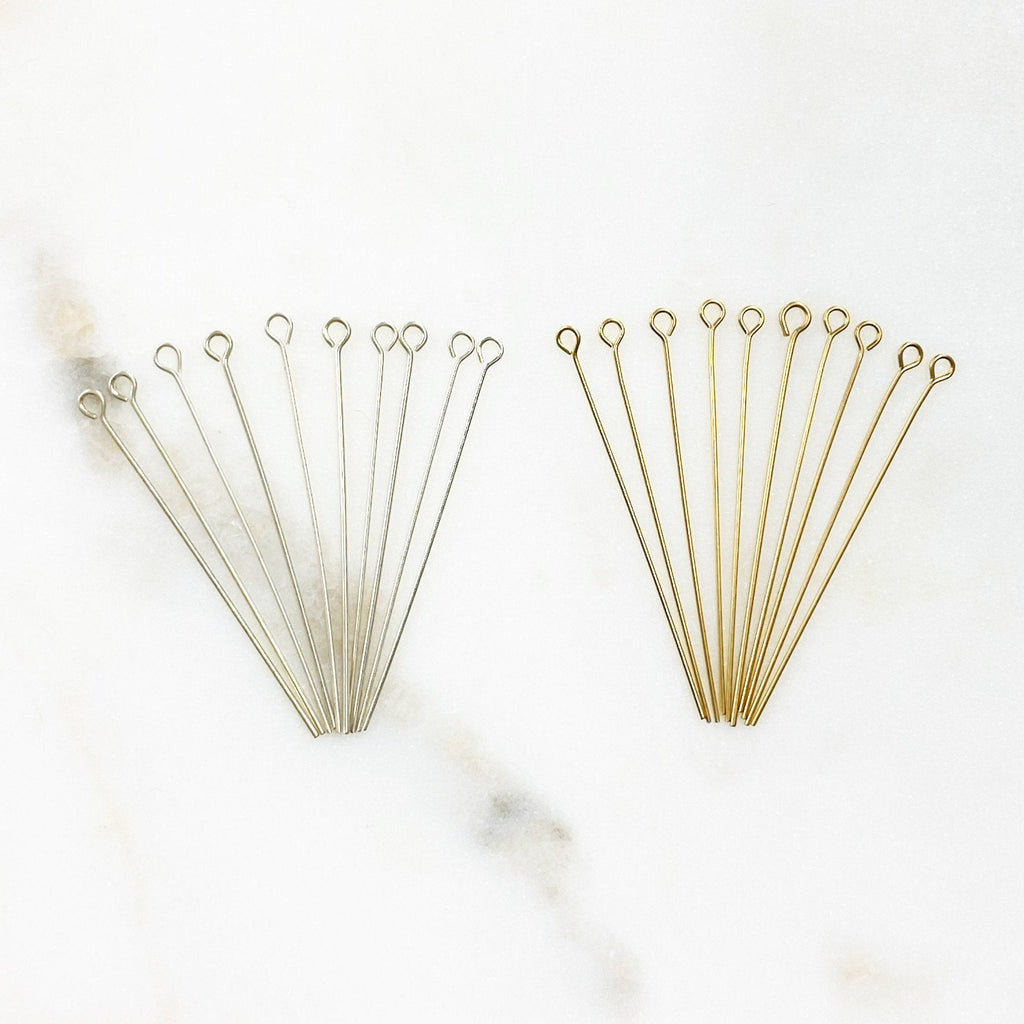 Sterling Silver or 14K Gold Filled 1.5 Inch Eye Pin 24 Gauge (10pc)