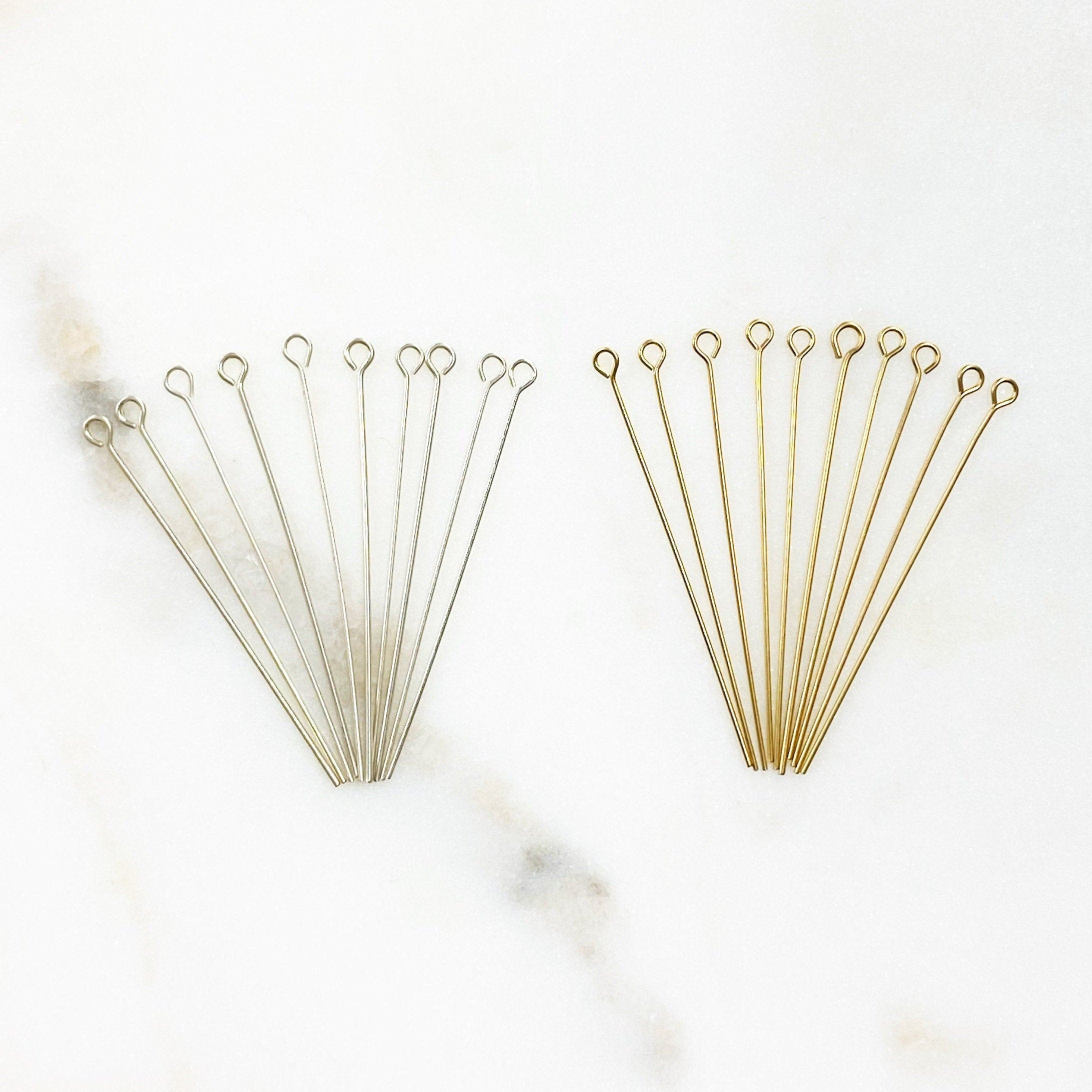 Sterling Silver or 14K Gold Filled 1.5 Inch Eye Pin 24 Gauge (10pc)
