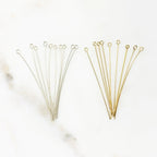 Sterling Silver or 14K Gold Filled 2 Inch Eye Pin 24 Gauge (10pc)