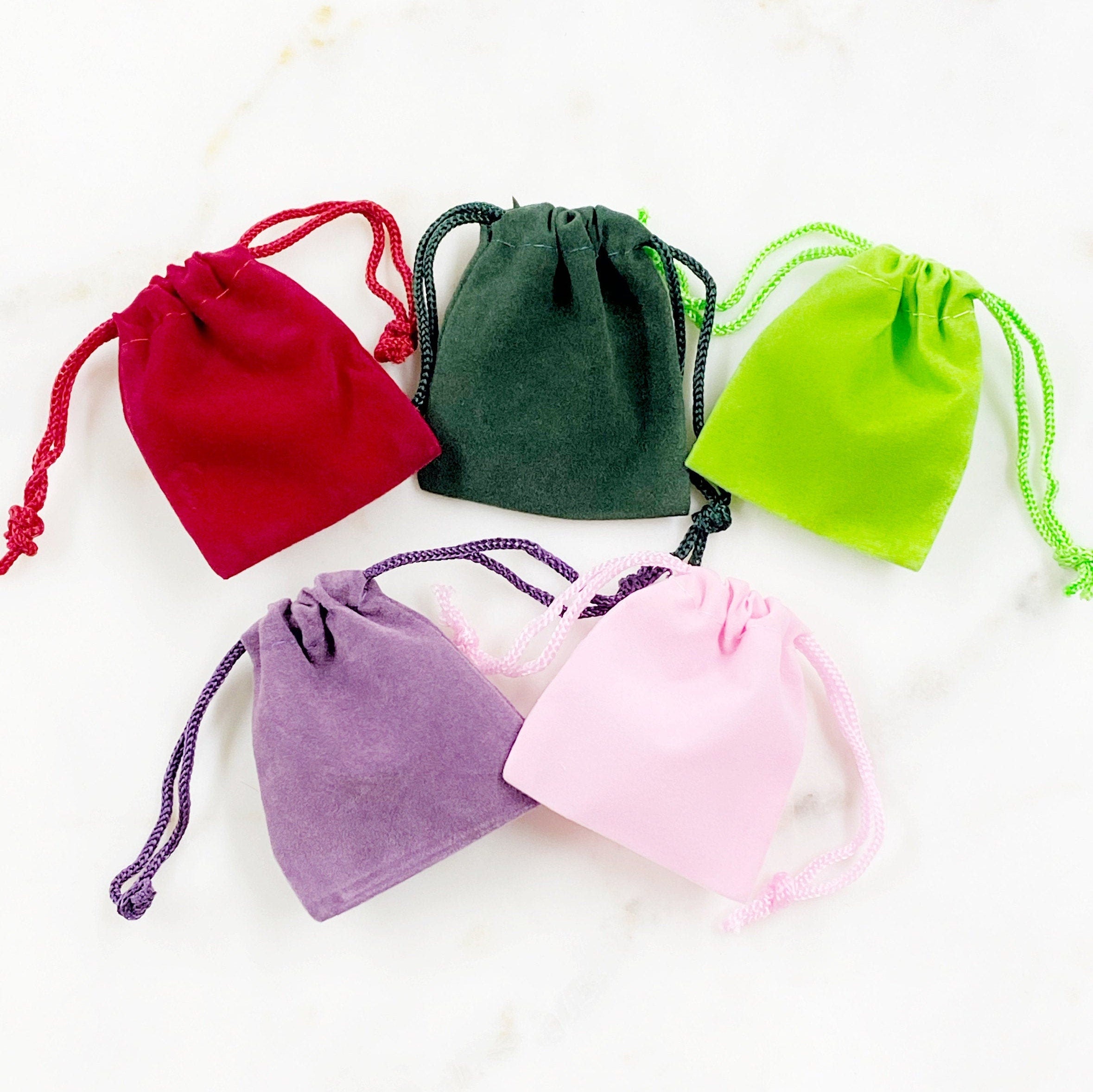 Small Velveteen Drawstring Bag Pouch Wedding Favors (5pc)